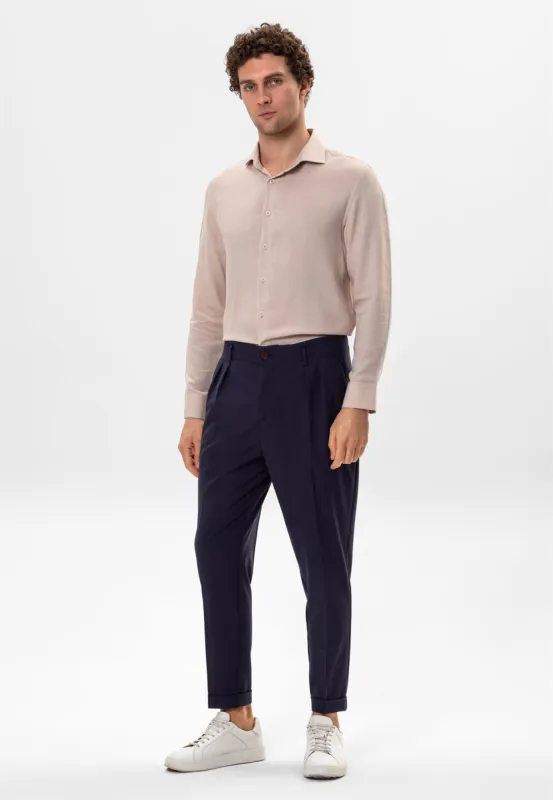 Men's Light Beige Linen Blended Relax Fit Shirt - Wessi sold by Wessi