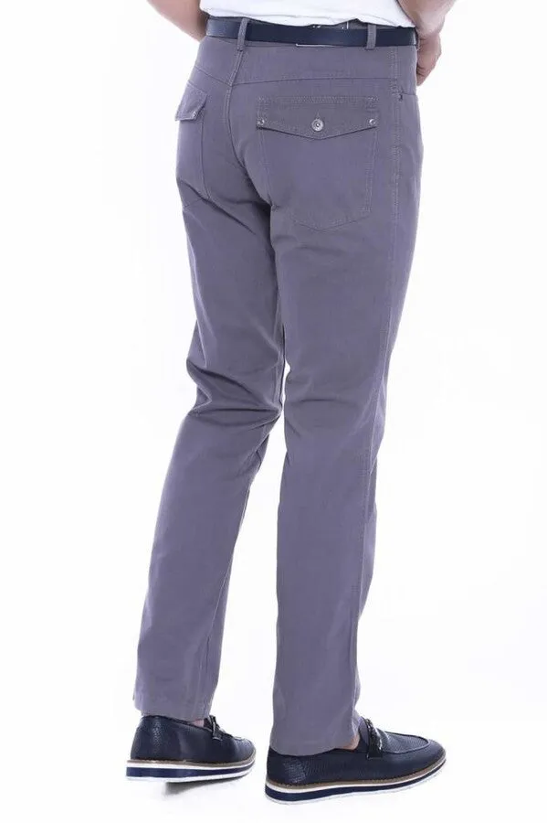Suede Flap Pockets Plain Cotton Grey Men Pants - Wessi sold by Wessi product image thumbnail 5