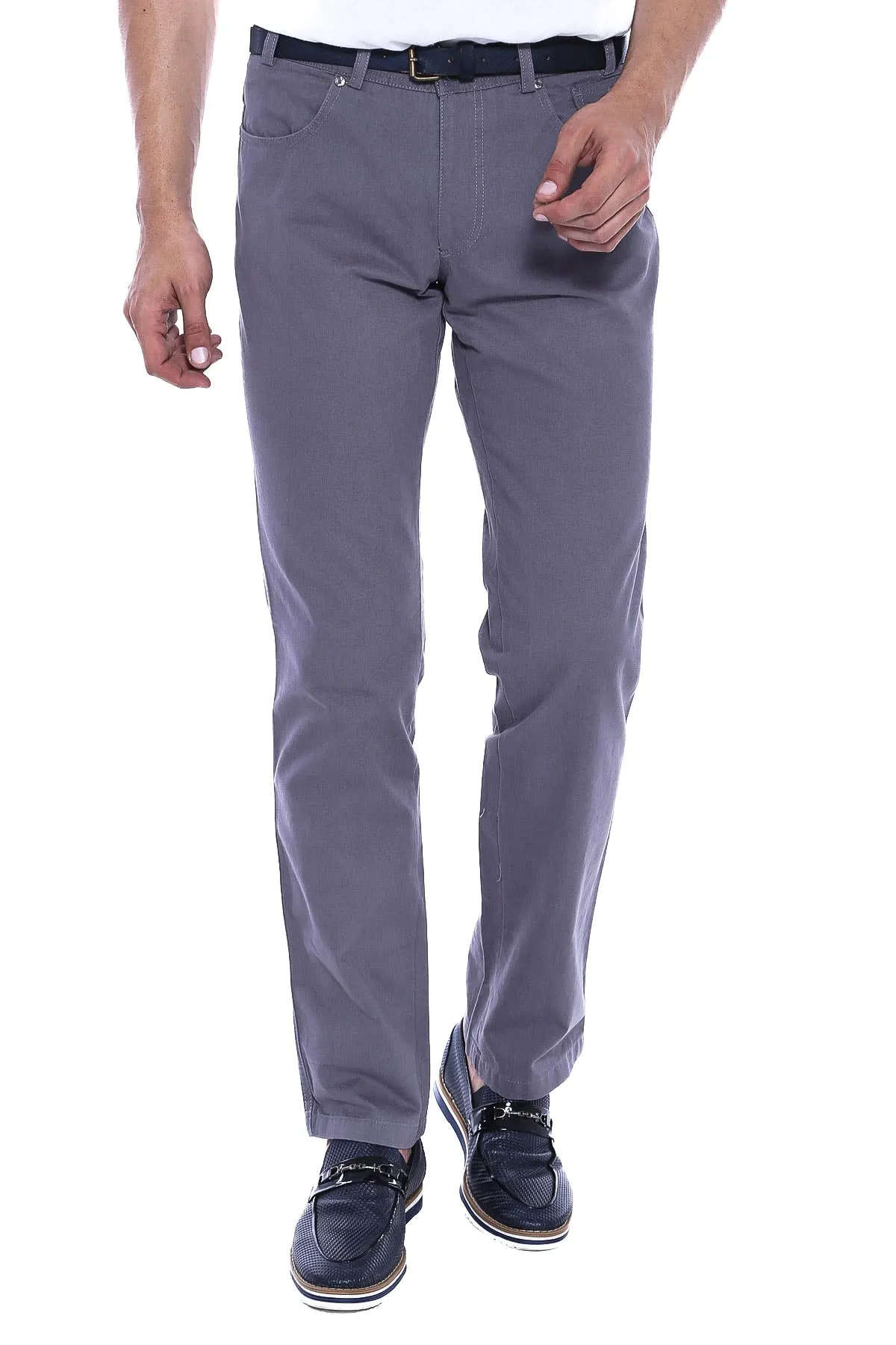 Suede Flap Pockets Plain Cotton Grey Men Pants - Wessi sold by Wessi