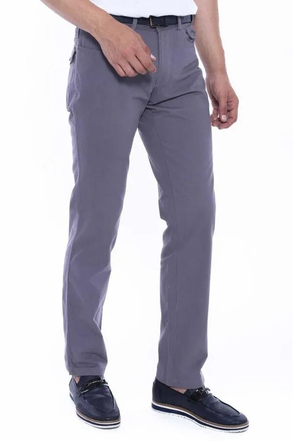 Suede Flap Pockets Plain Cotton Grey Men Pants - Wessi sold by Wessi product image thumbnail 4