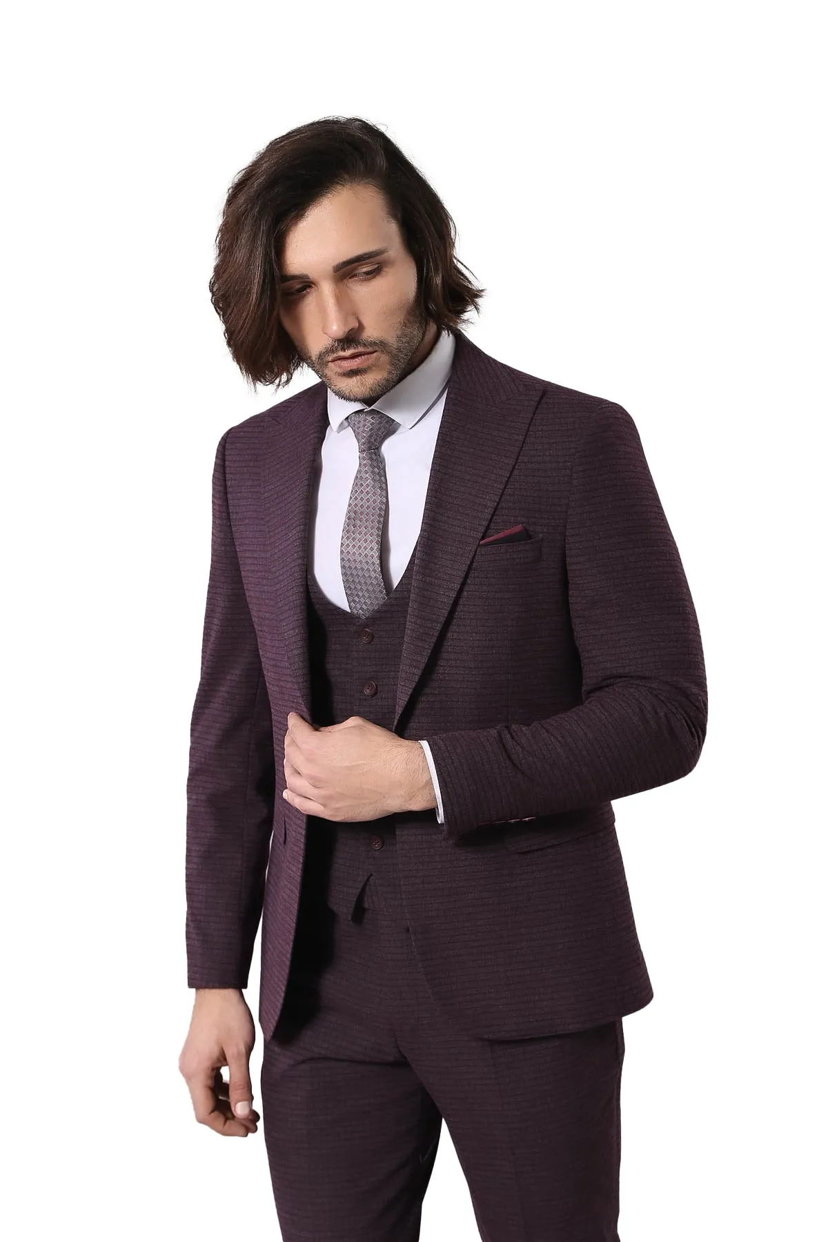 Patterned Burgundy Suit - Wessi sold by Wessi