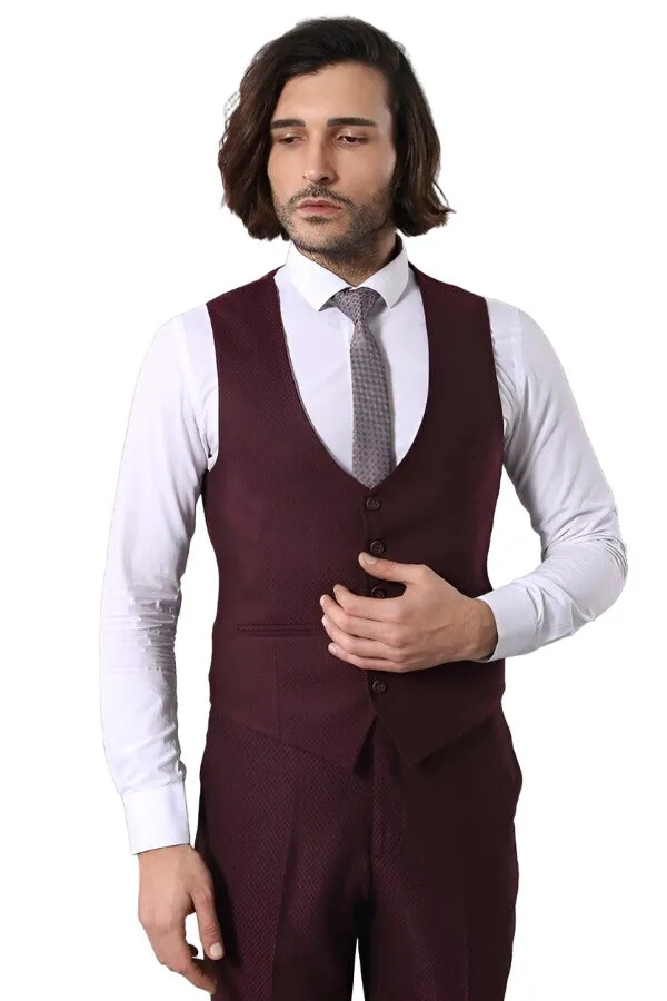 Patterned Burgundy Suit - Wessi sold by Wessi product image thumbnail 4