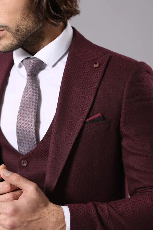 Patterned Burgundy Suit - Wessi sold by Wessi product image thumbnail 3
