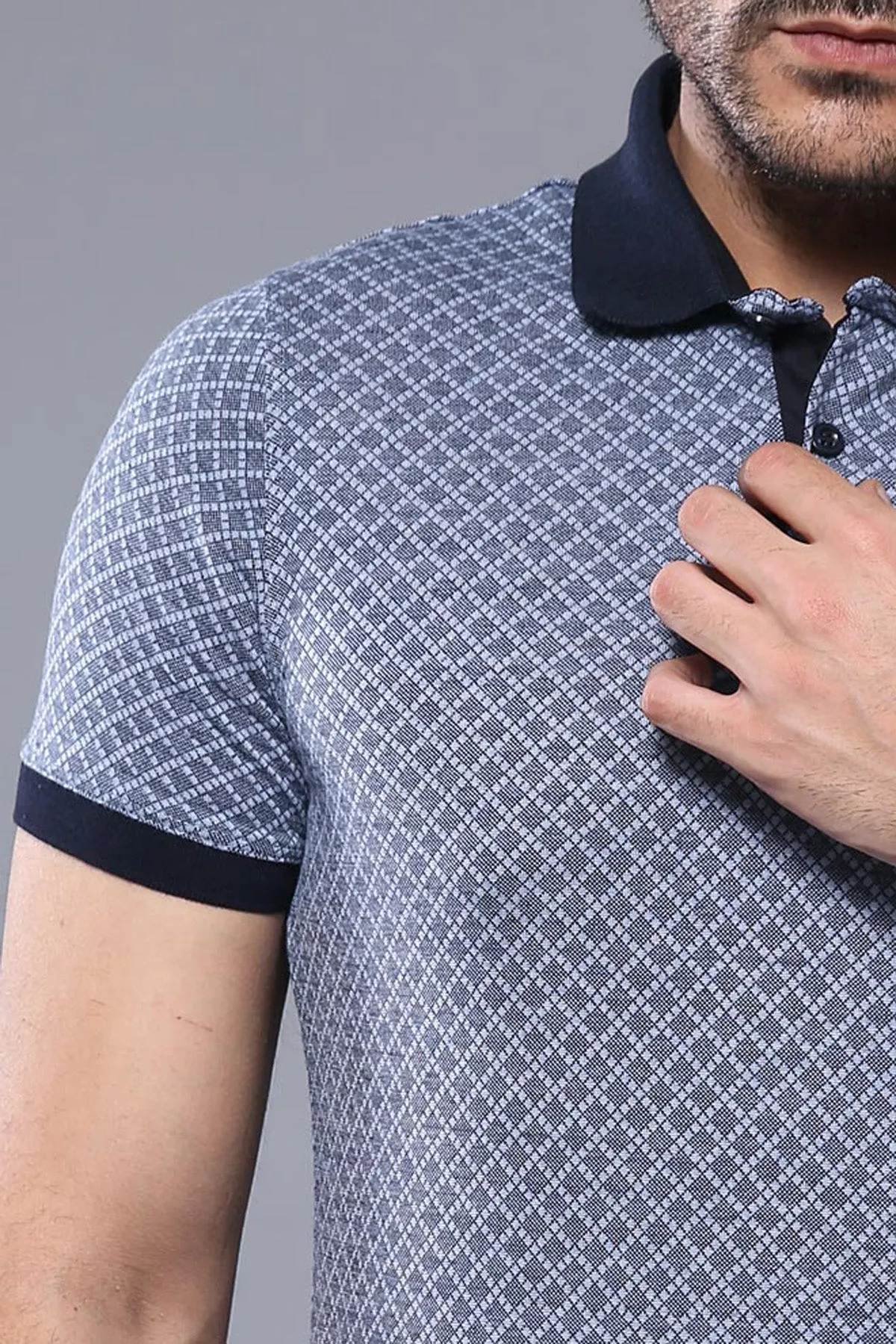 Blue Patterned Polo Men T-Shirt | Wessi sold by Wessi product image thumbnail 2