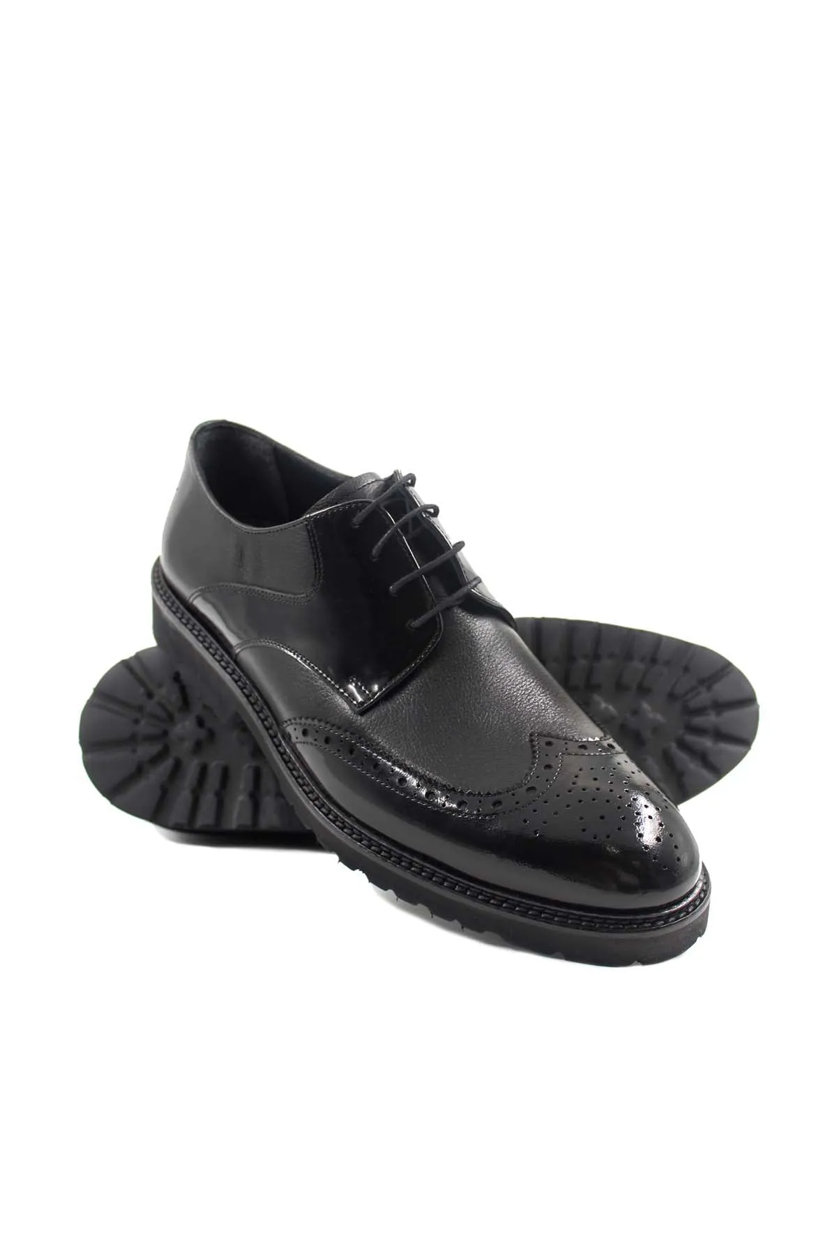 Men's Black Leather Brogue Oxford Shoes with Sturdy Sole - Wessi sold by Wessi product image thumbnail 5