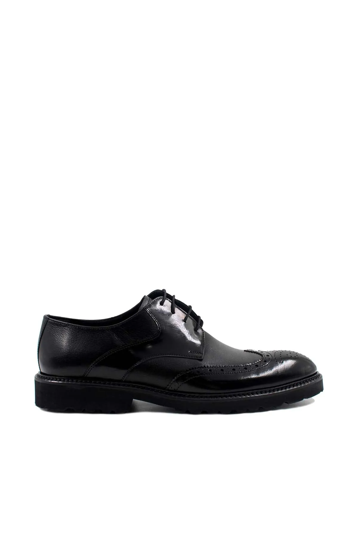 Men's Black Leather Brogue Oxford Shoes with Sturdy Sole - Wessi sold by Wessi product image thumbnail 2