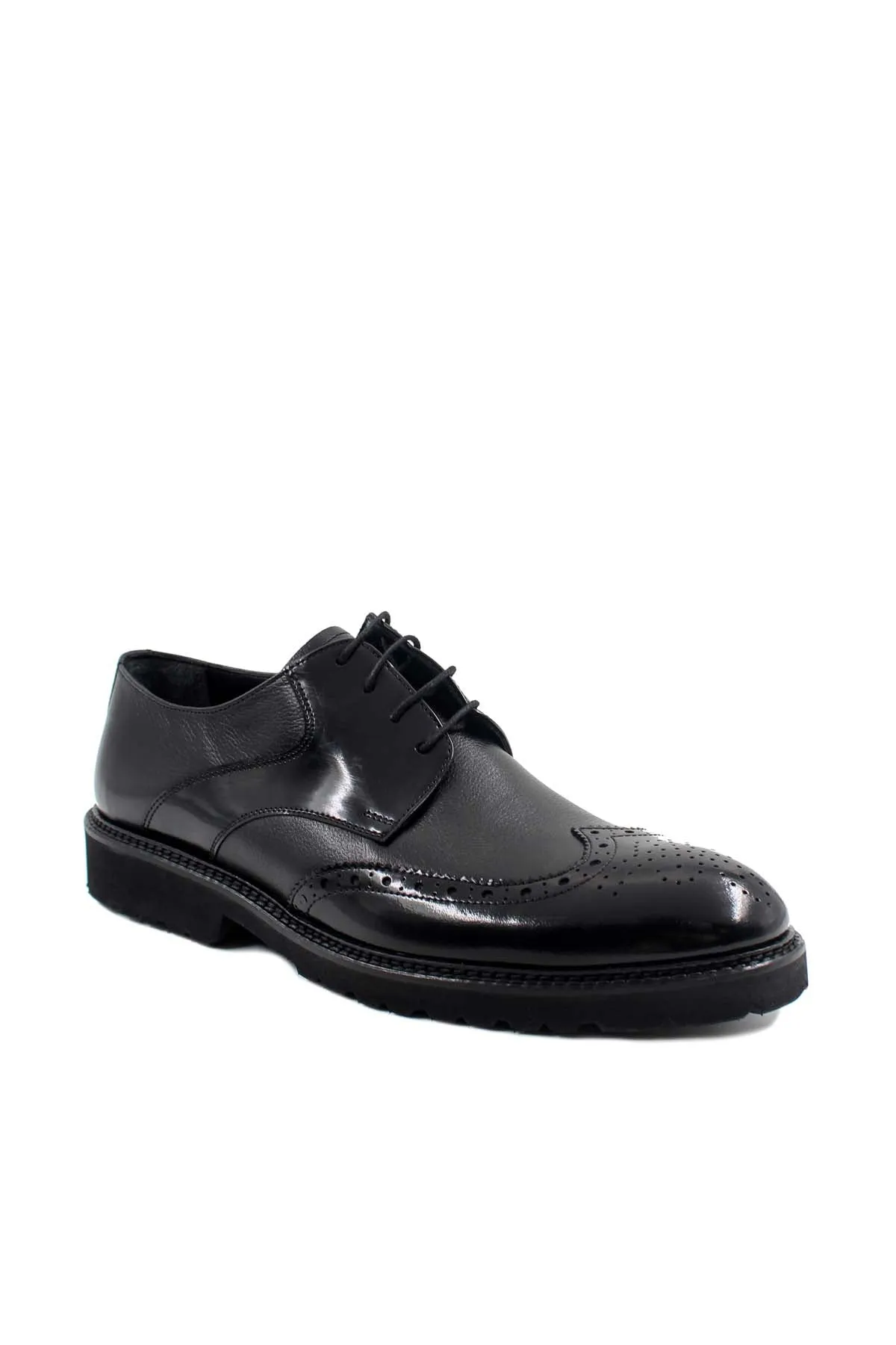 Men's Black Leather Brogue Oxford Shoes with Sturdy Sole - Wessi sold by Wessi product image thumbnail 4