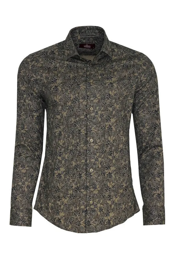 Bloom Patterned Beige Slim Fit Shirt - Wessi sold by Wessi