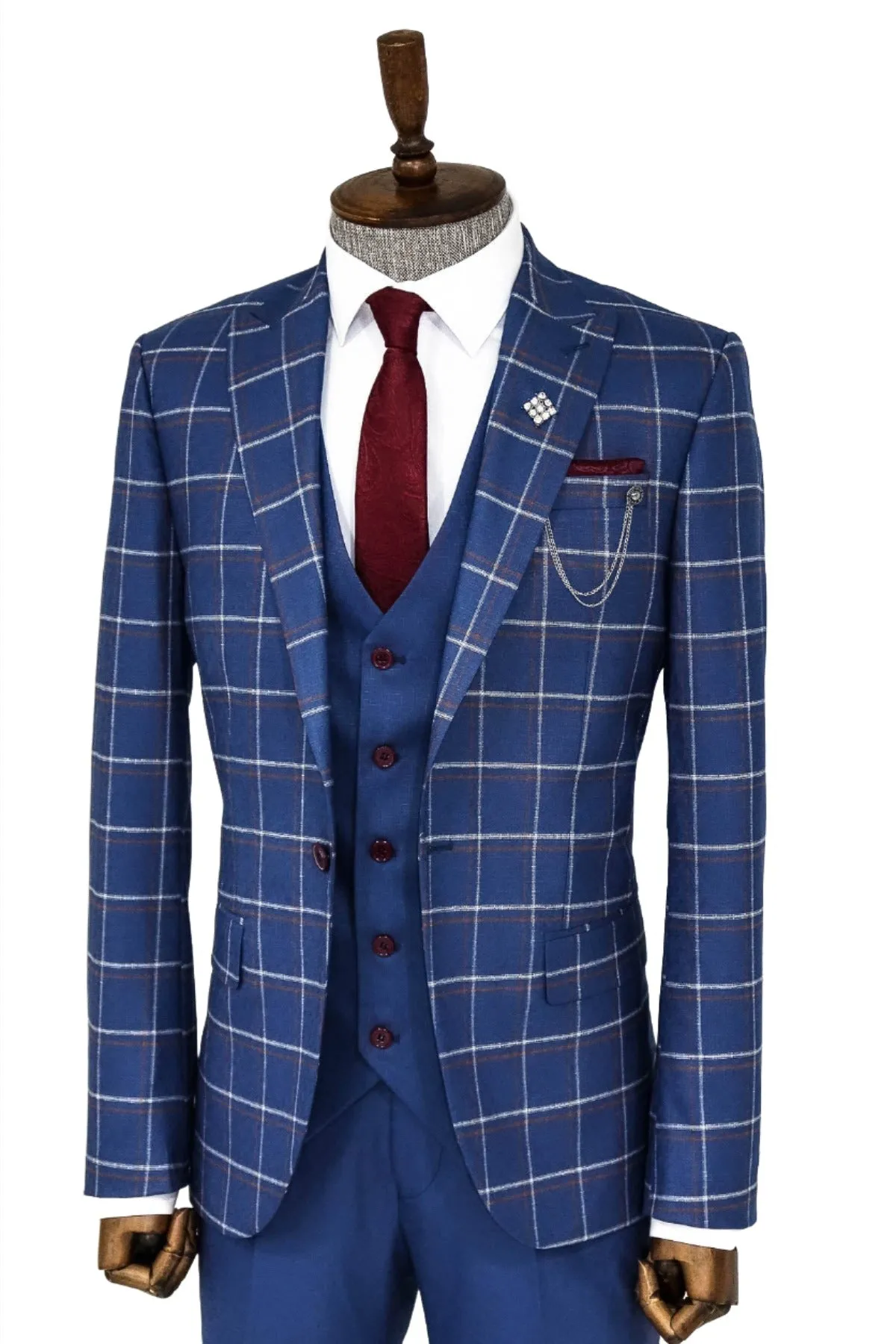 Checked Blue Men Suit - Wessi sold by Wessi product image thumbnail 5