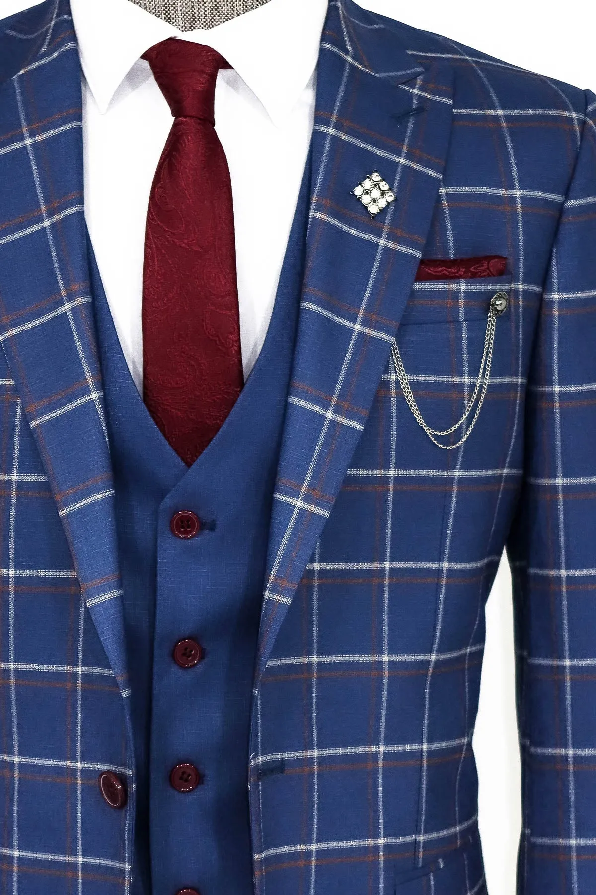 Checked Blue Men Suit - Wessi sold by Wessi product image thumbnail 2