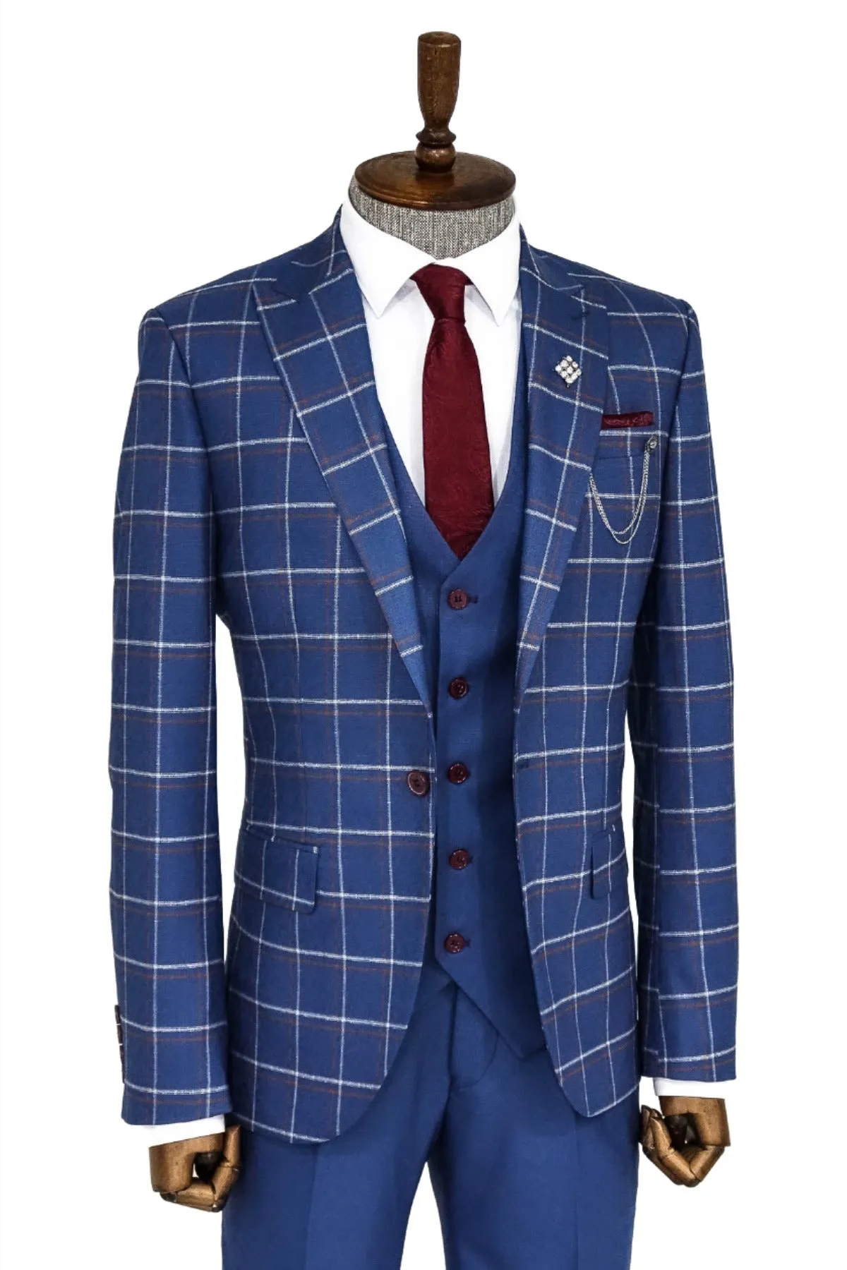 Checked Blue Men Suit - Wessi sold by Wessi product image thumbnail 4