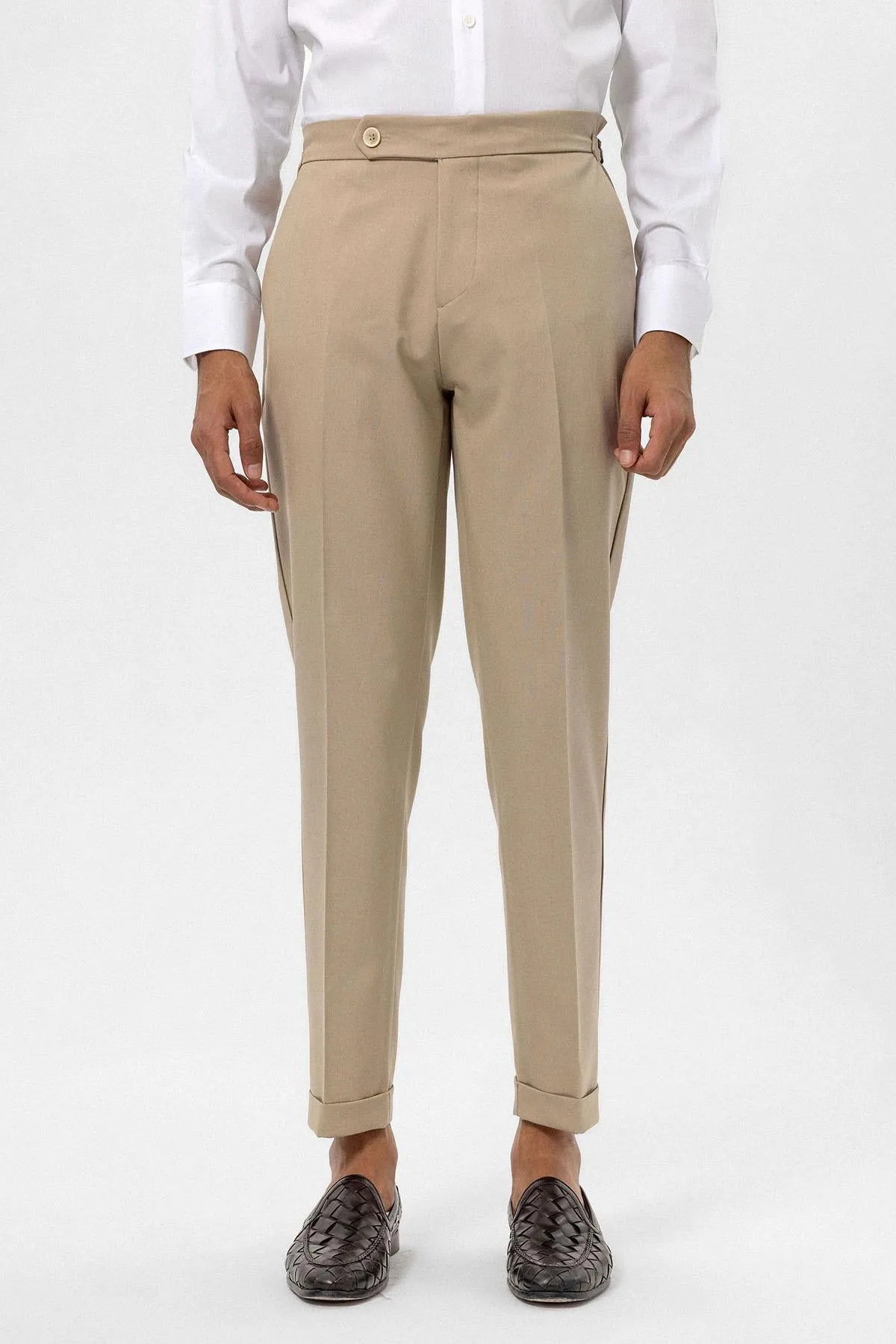 Men's Beige High-Waist Regular Fit Pants - Wessi sold by Wessi product image thumbnail 3