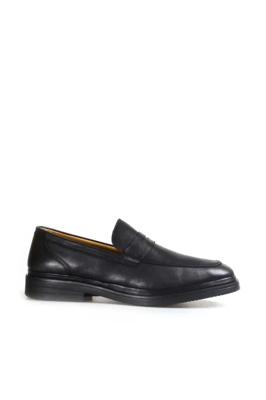Men's Black Leather Penny Loafers with Cushioned Insole - Wessi sold by Wessi
