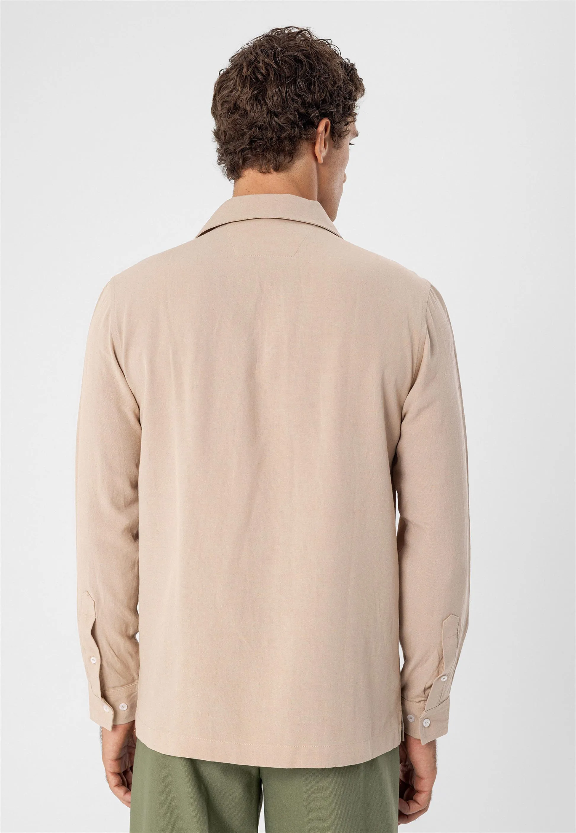 Beige Button Detailed Men's Shirt - Wessi sold by Wessi product image thumbnail 3