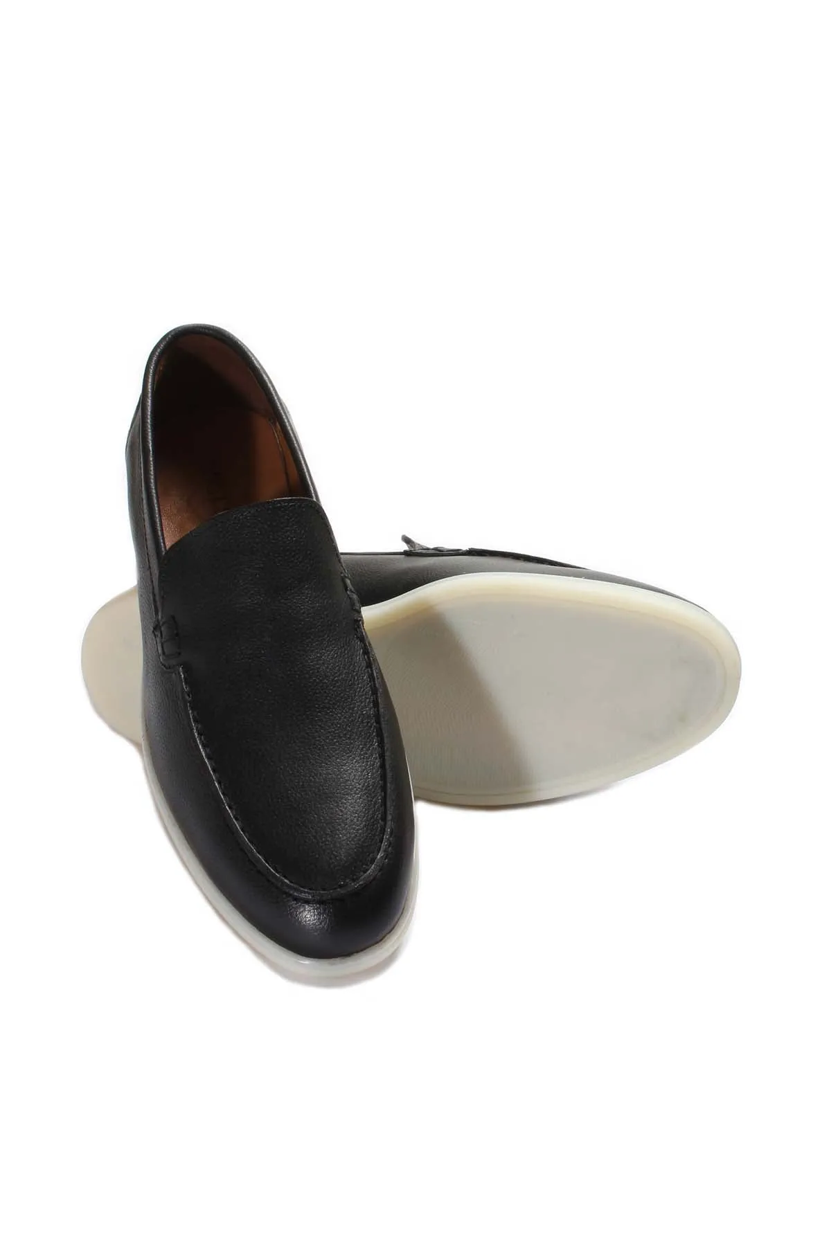 Men's Black Leather Slip-On Loafers with White Sole - Wessi sold by Wessi product image thumbnail 5