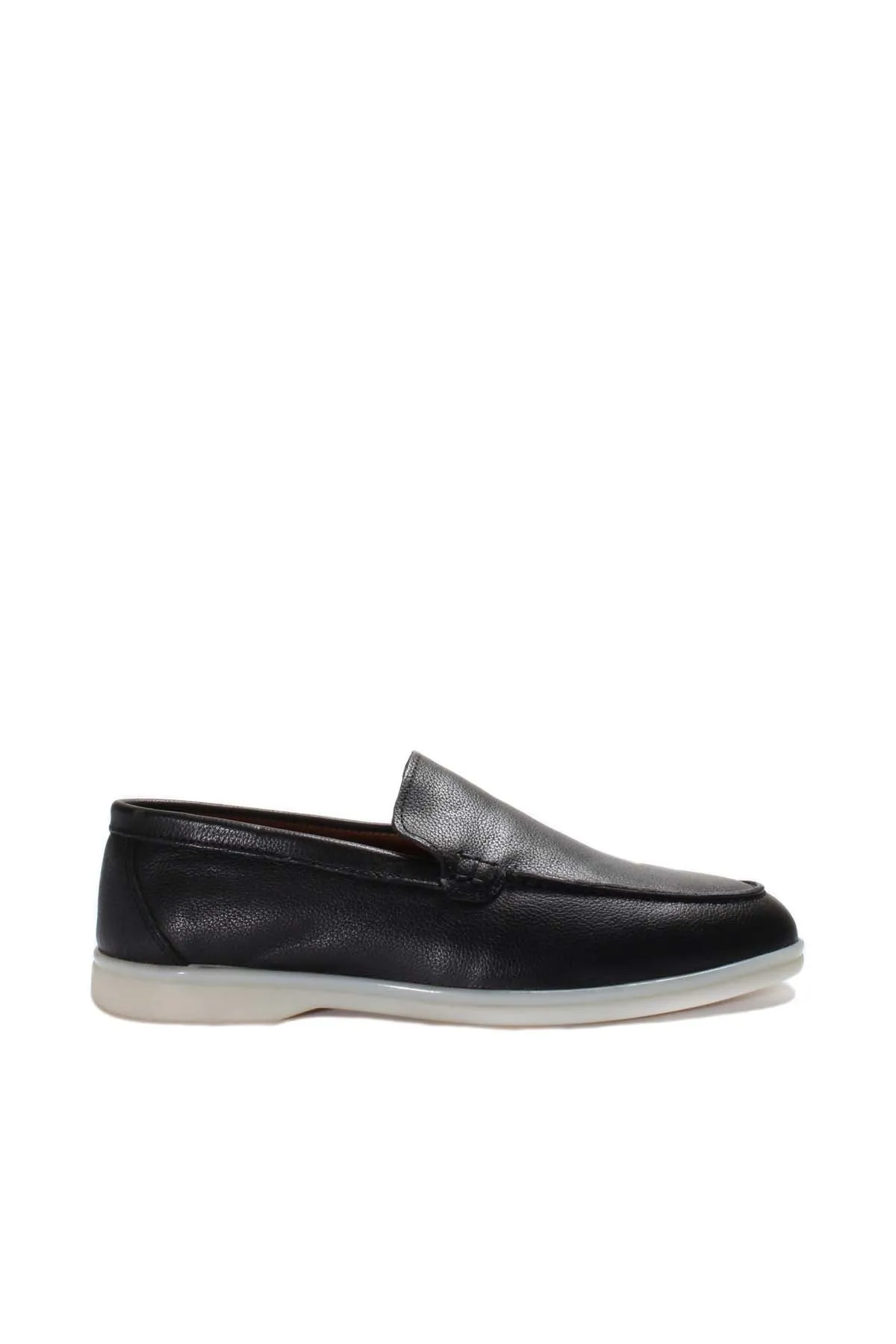 Men's Black Leather Slip-On Loafers with White Sole - Wessi sold by Wessi product image thumbnail 2