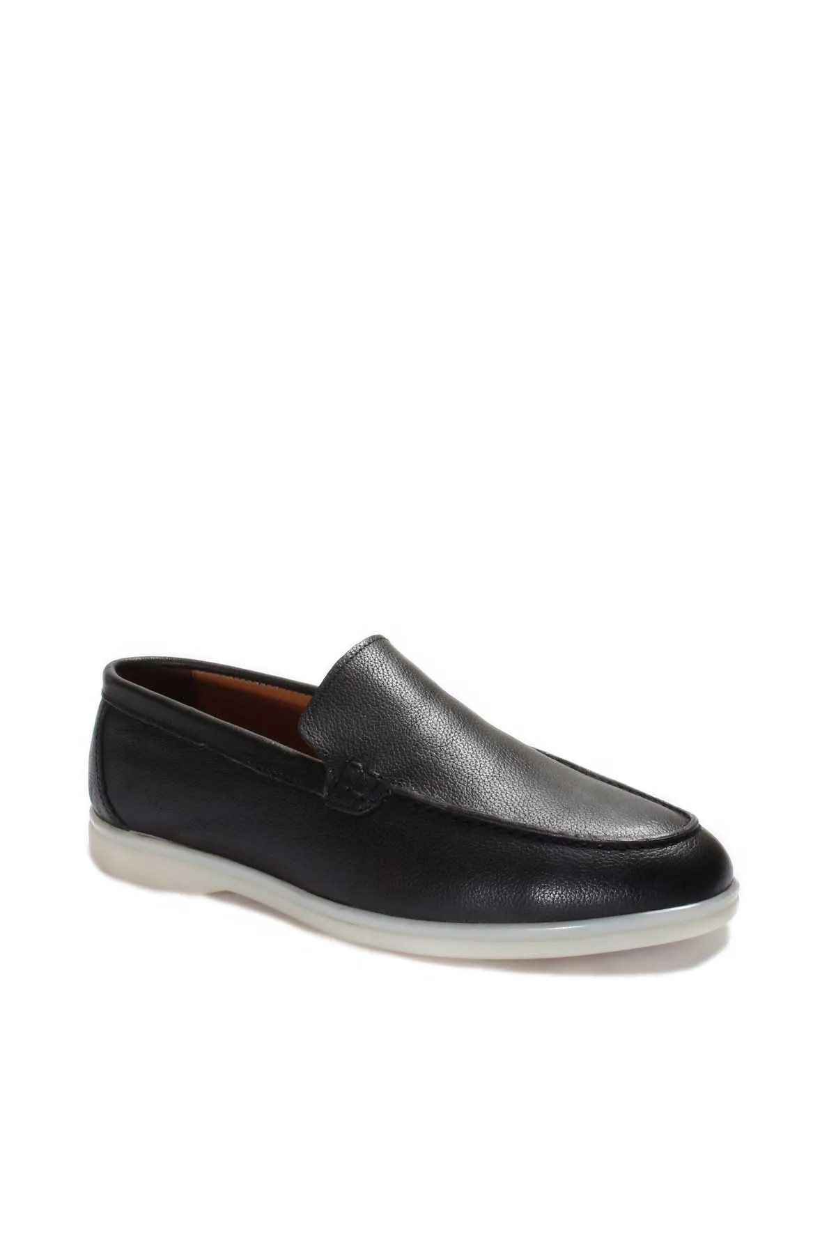 Men's Black Leather Slip-On Loafers with White Sole - Wessi sold by Wessi product image thumbnail 4
