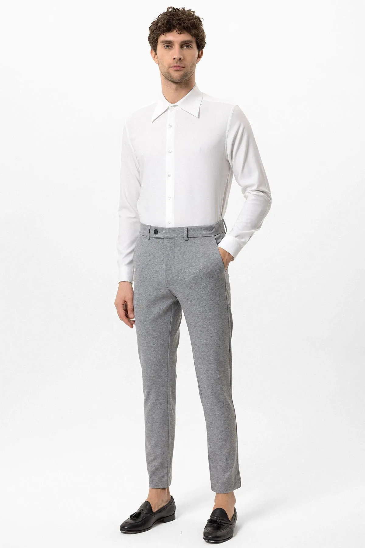Men's Grey Slim Fit Pants - Wessi sold by Wessi product image thumbnail 4