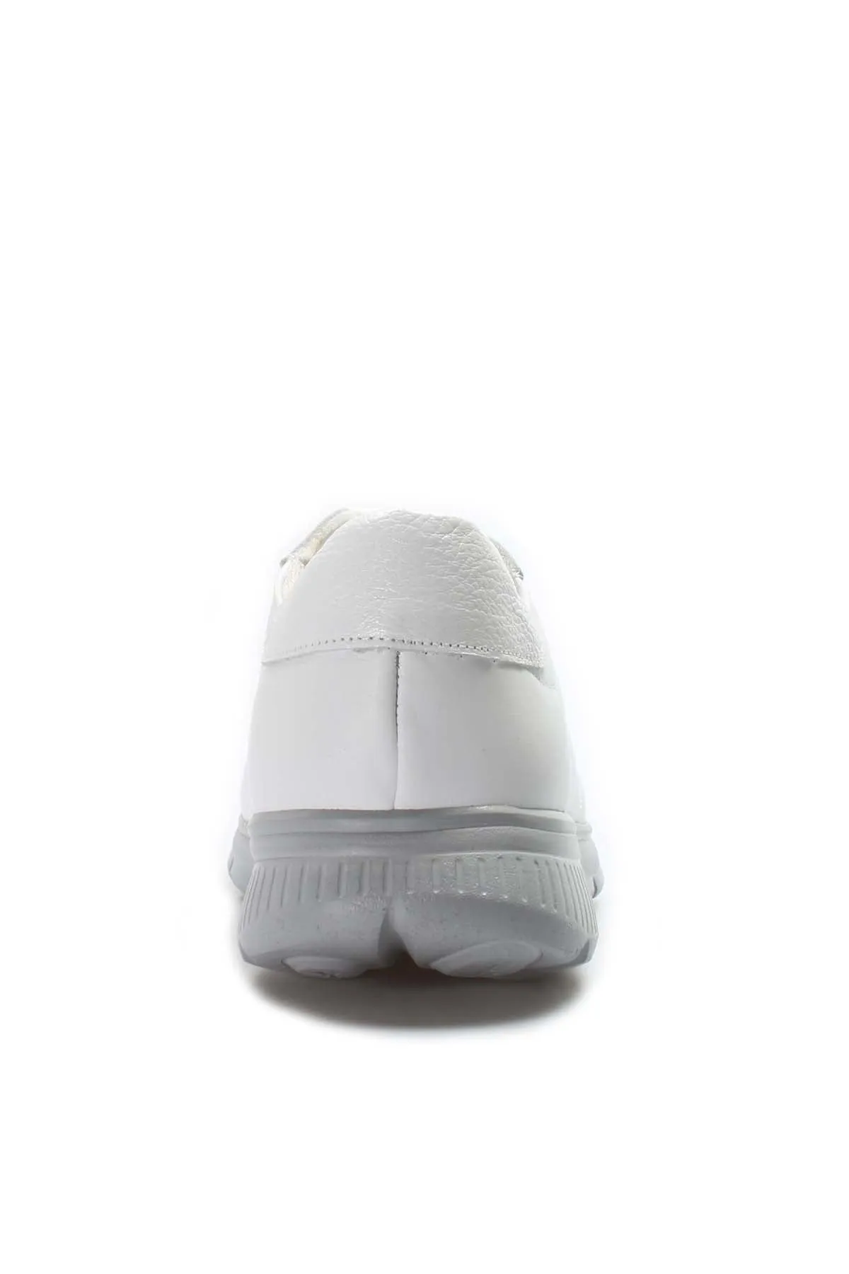 Men's White Leather Lace-Up Sneakers with Grey Sole - Wessi sold by Wessi product image thumbnail 4
