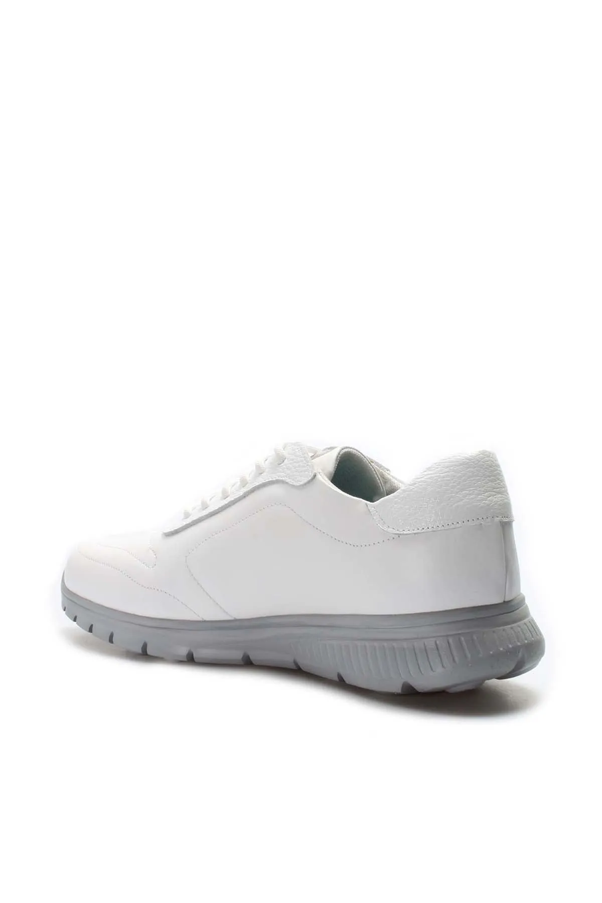 Men's White Leather Lace-Up Sneakers with Grey Sole - Wessi sold by Wessi product image thumbnail 2