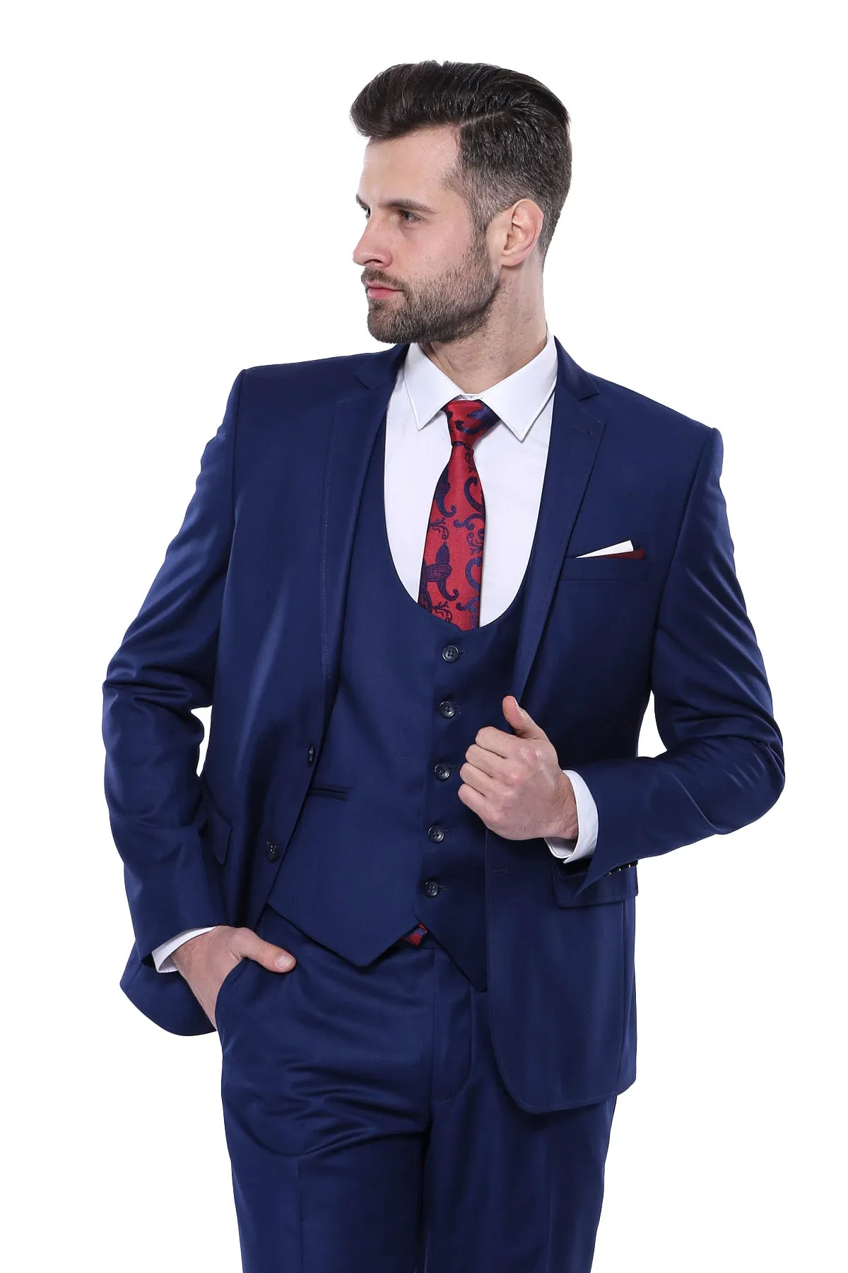 Plain Vested Navy Blue Men's Suit | Wessi sold by Wessi