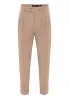 Men's Light Brown High Waist Buckle Belt Pleated Fabric Trousers - Wessi sold by Wessi