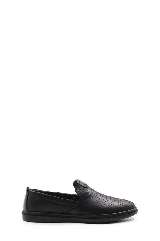 Perforated Black Slip-Ons-Wessi sold by Wessi