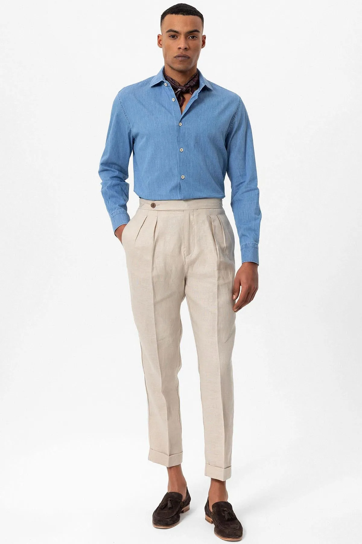 Men's Light Blue Long-Sleeve Denim Shirt - Wessi sold by Wessi product image thumbnail 2