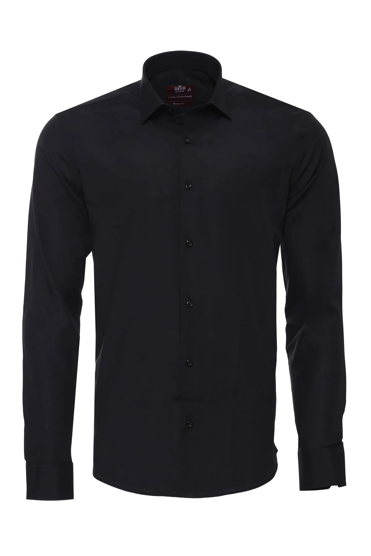 Plain Long Sleeves Regular Fit Black Men Shirt - Wessi sold by Wessi product image thumbnail 4