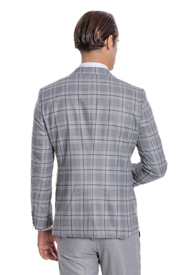 Slim Fit Checked Grey Men Suit - Wessi sold by Wessi product image thumbnail 4