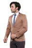 Single Button Standing Collar Beige Men Blazer - Wessi sold by Wessi