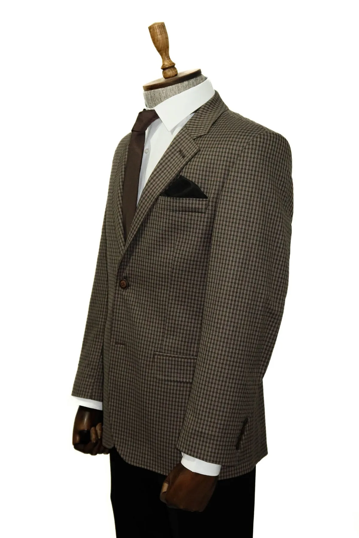 4 Drop Checkered Brown Jacket-Wessi sold by Wessi product image thumbnail 3