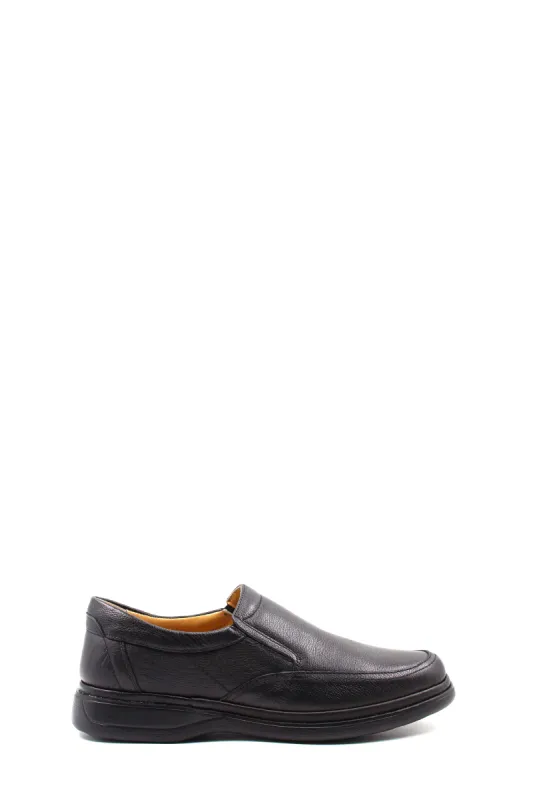 Men's Black Textured Leather Slip-On Loafers with Cushioned Sole - Wessi sold by Wessi
