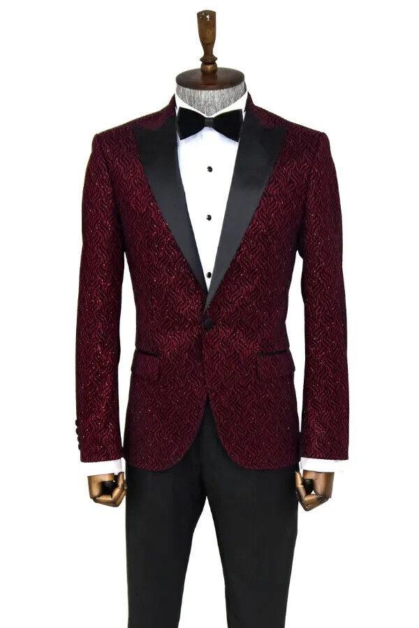 Shiny Patterned Burgundy Prom Blazer - Wessi sold by Wessi product image thumbnail 5