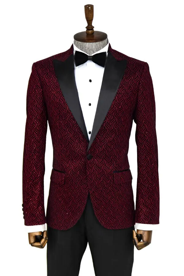 Shiny Patterned Burgundy Prom Blazer - Wessi sold by Wessi product image thumbnail 4