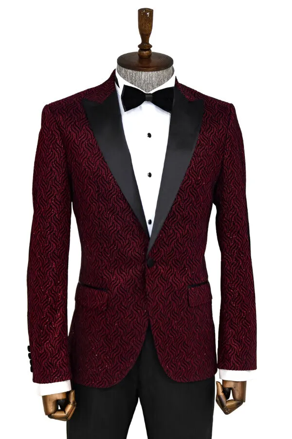 Shiny Patterned Burgundy Prom Blazer - Wessi sold by Wessi product image thumbnail 3