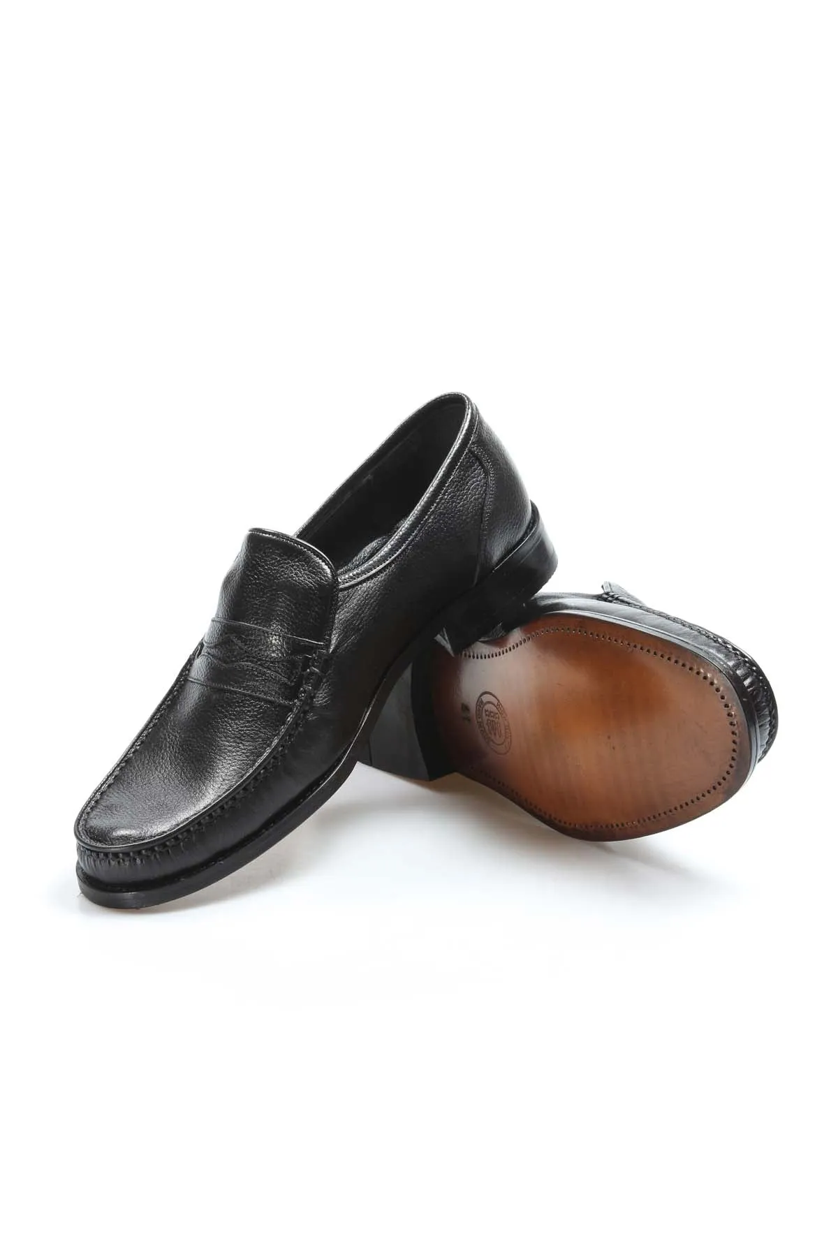 Men's Black Leather Penny Loafers with Classic Moc Toe - Wessi sold by Wessi product image thumbnail 5