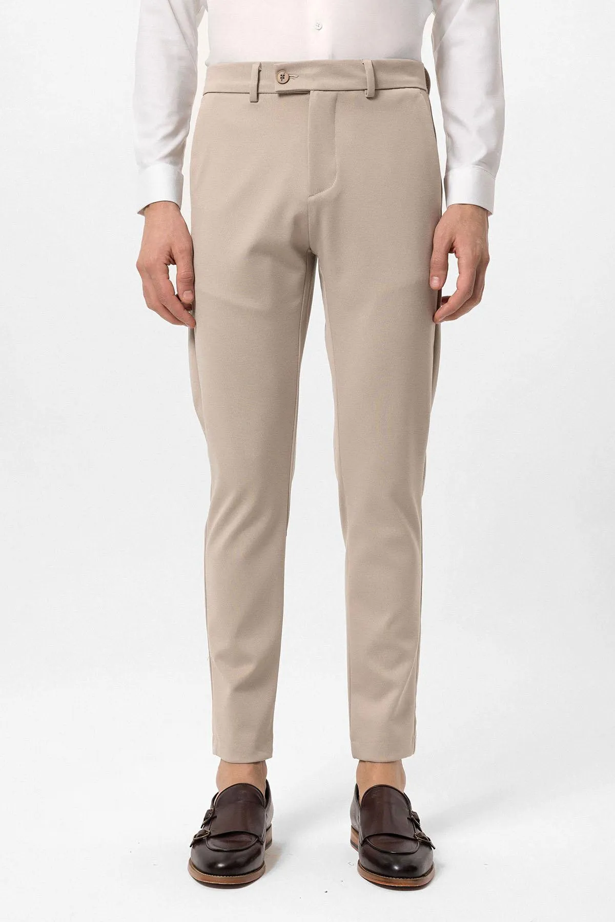 Beige Slim Fit Men's Trousers - Wessi sold by Wessi
