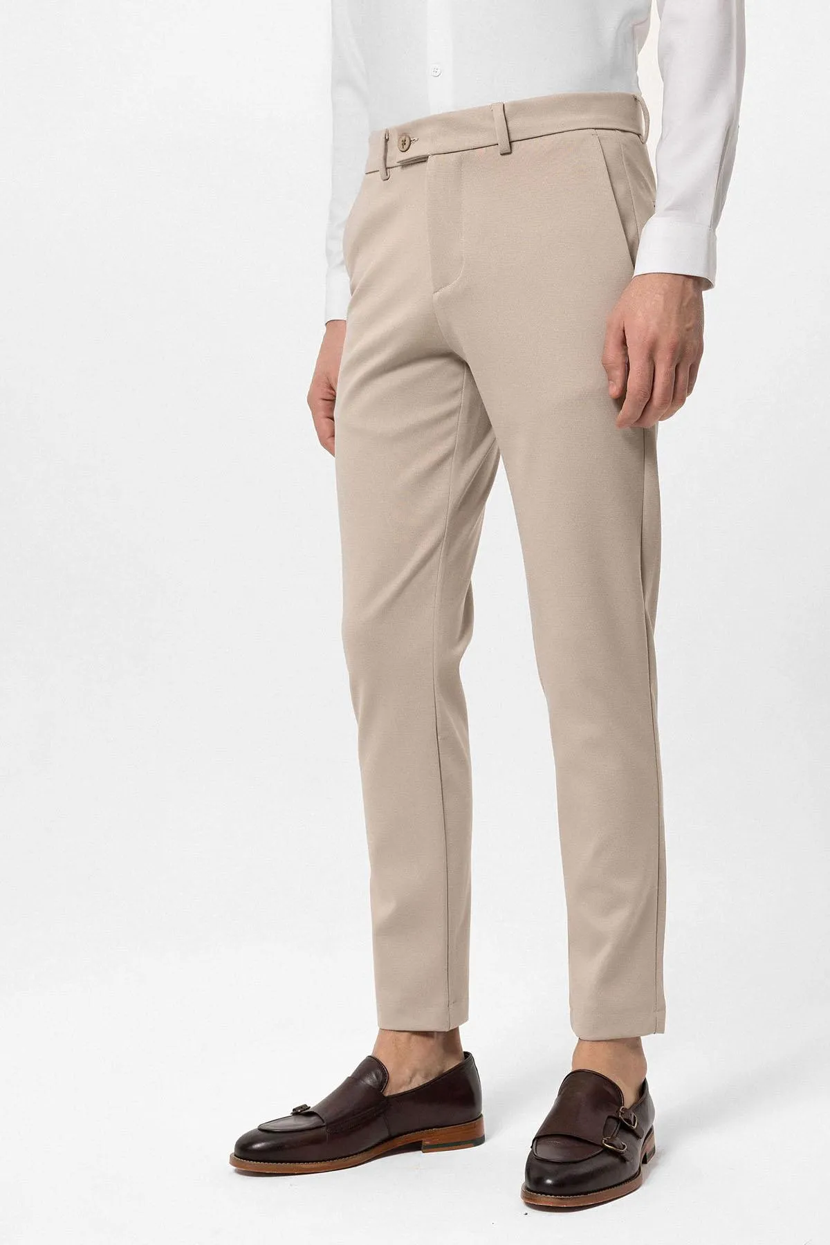 Beige Slim Fit Men's Trousers - Wessi sold by Wessi product image thumbnail 2