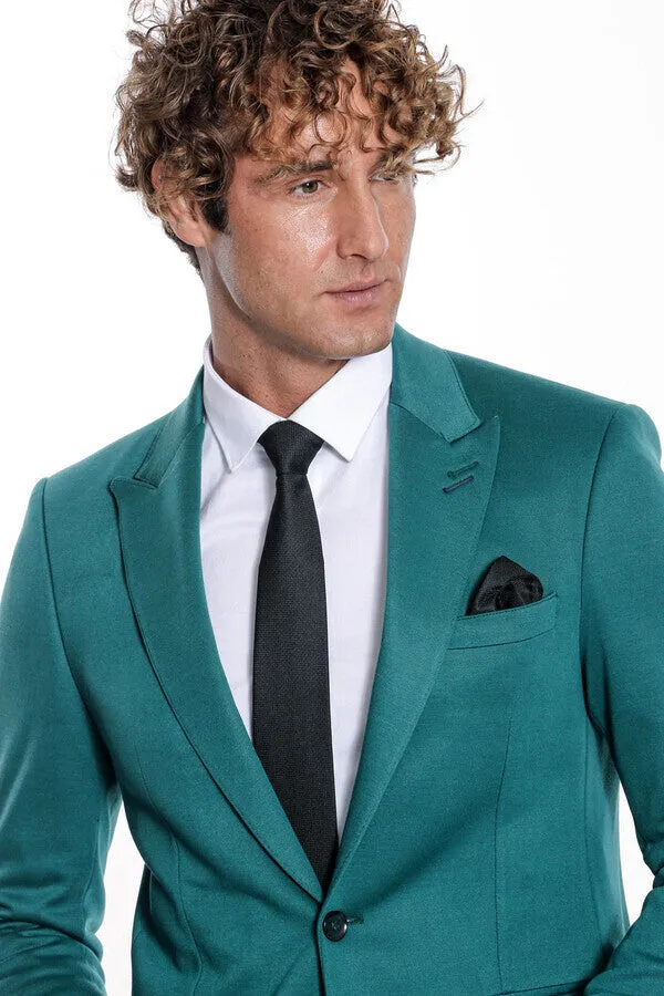 Cotton Slim Fit Plain Green Men Blazer - Wessi sold by Wessi product image thumbnail 2