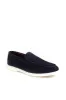 Men's Navy Suede Slip-On Loafers with White Rubber Sole - Wessi sold by Wessi