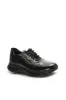 Men's Black Leather Lace-Up Sneakers with Textured Sole - Wessi sold by Wessi