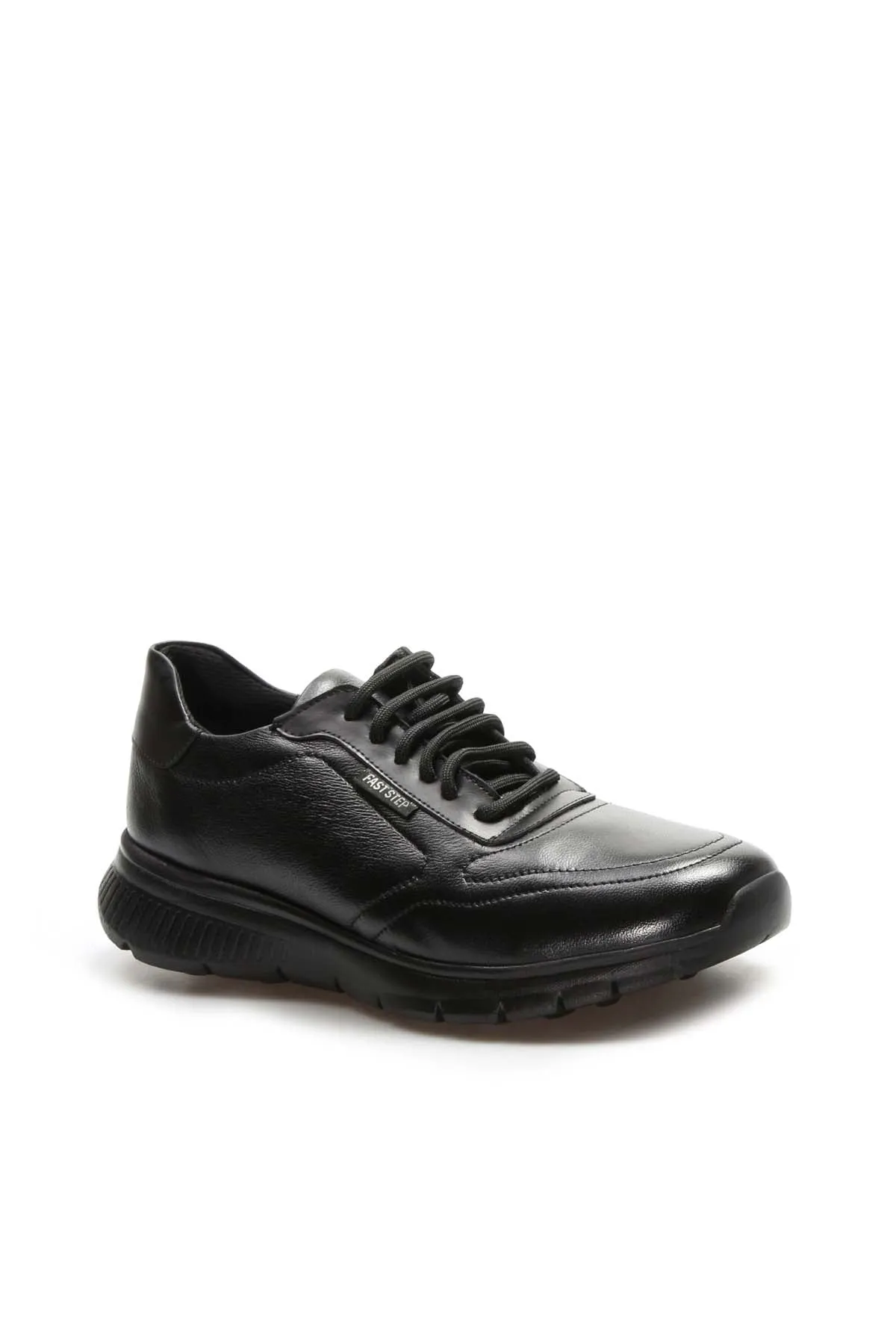 Men's Black Leather Lace-Up Sneakers with Textured Sole - Wessi sold by Wessi product image thumbnail 4