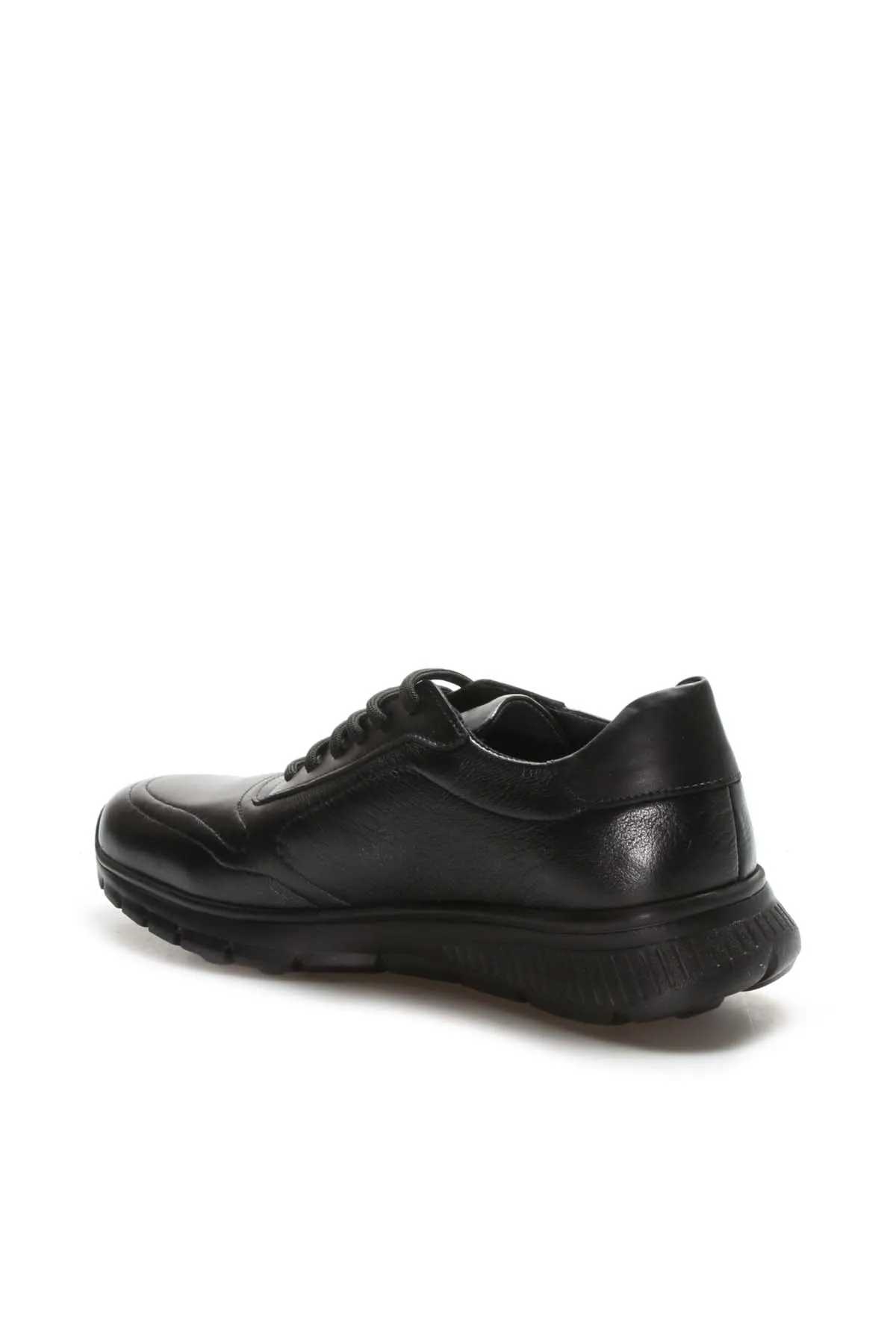 Men's Black Leather Lace-Up Sneakers with Textured Sole - Wessi sold by Wessi product image thumbnail 3