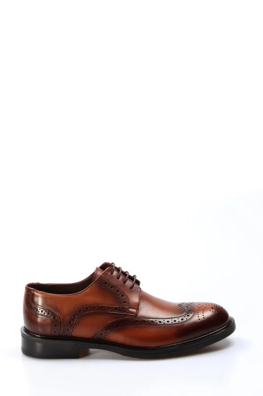 Men's Classic Brown Leather Brogue Shoes with Wingtip Detailing - Wessi sold by Wessi