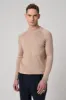 Beige Crew Neck Slim Fit Knitwear Sweater - Wessi sold by Wessi
