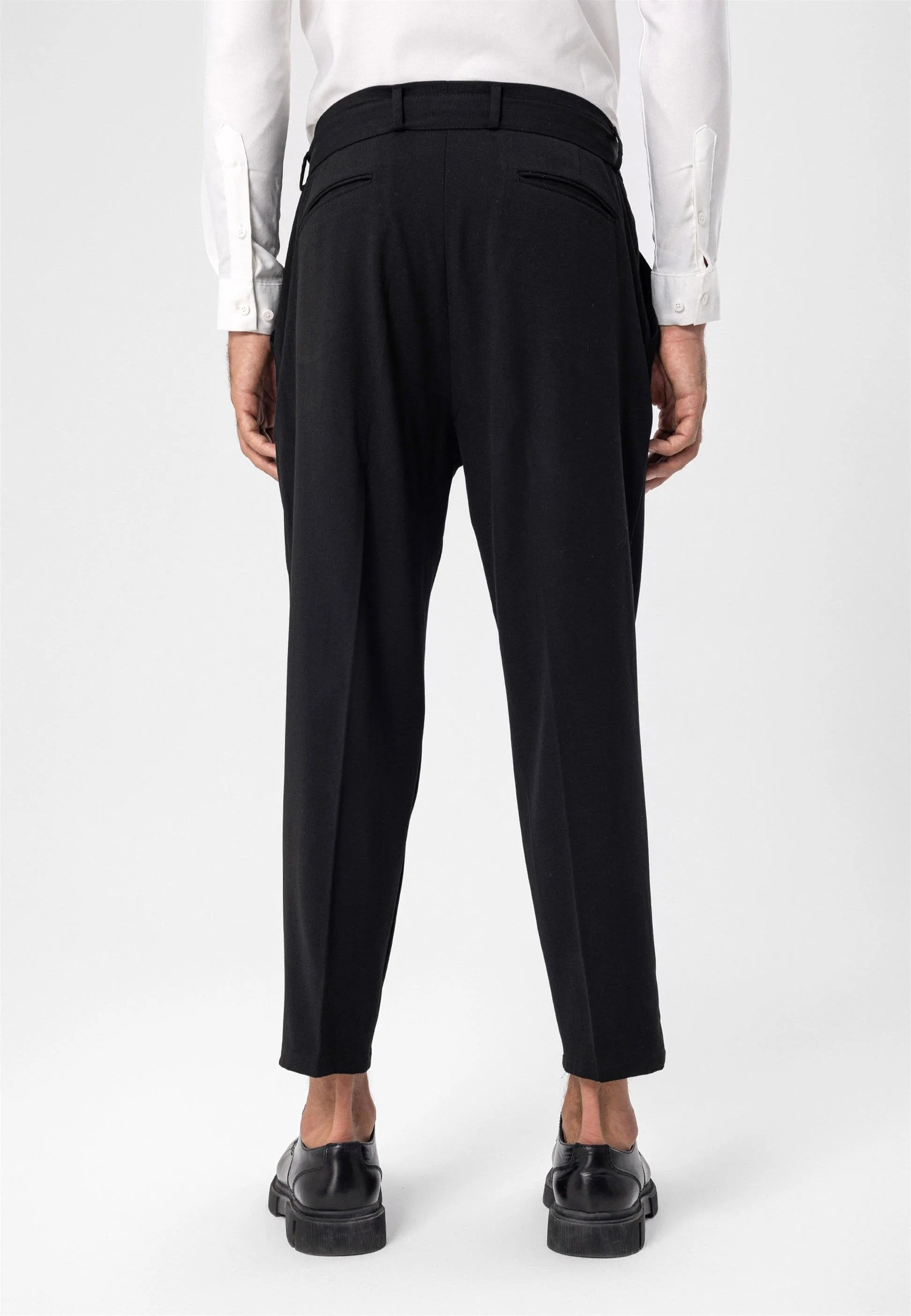 Black High Waist Girdle Closure Men's Trousers - Wessi sold by Wessi product image thumbnail 4