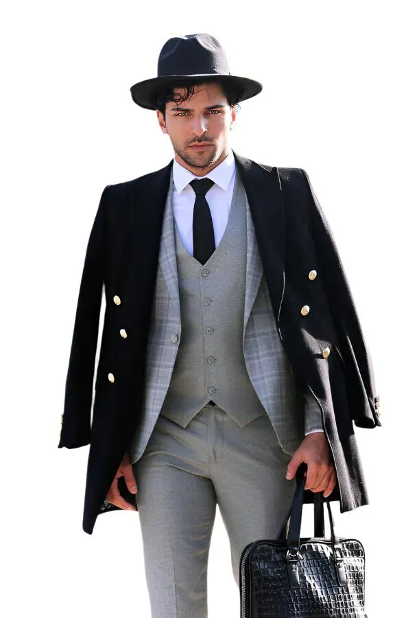 Checked Slim Fit Light Grey Men Suit - Wessi sold by Wessi product image thumbnail 4