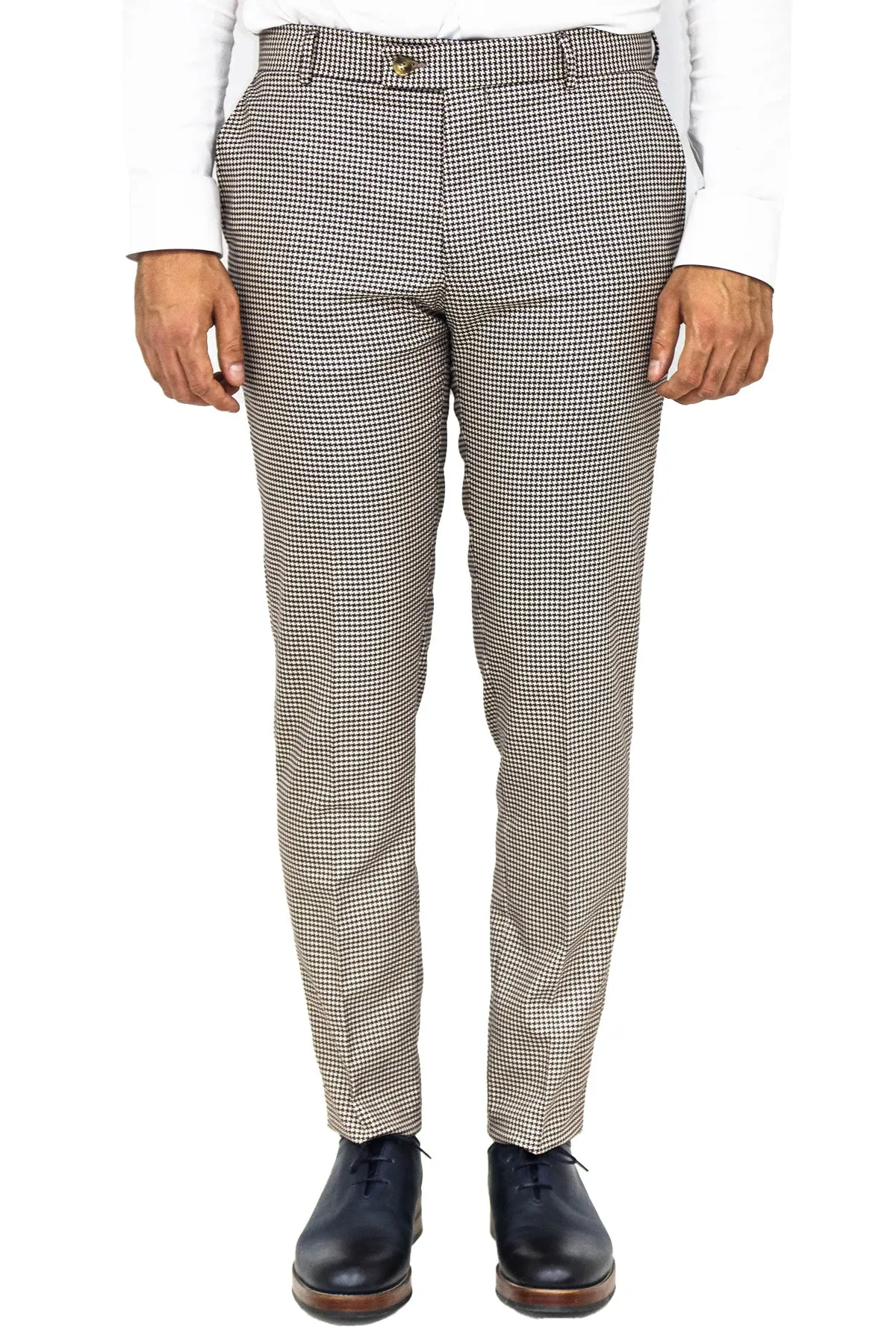 Houndstooth Patterned Light Brown Men Pants - Wessi sold by Wessi