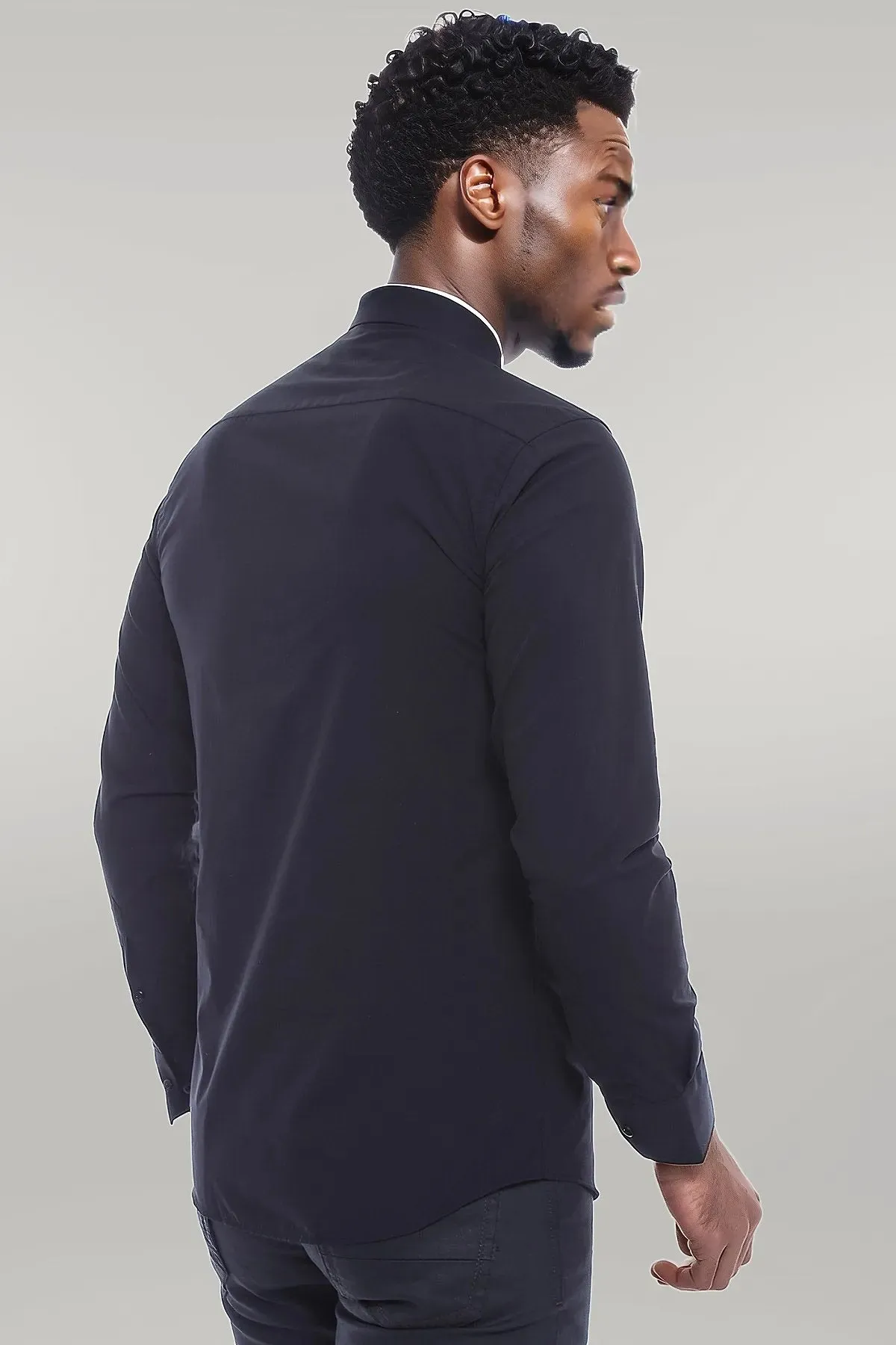 Cotton Satin Slim Fit Black Men Shirt - Wessi sold by Wessi product image thumbnail 3